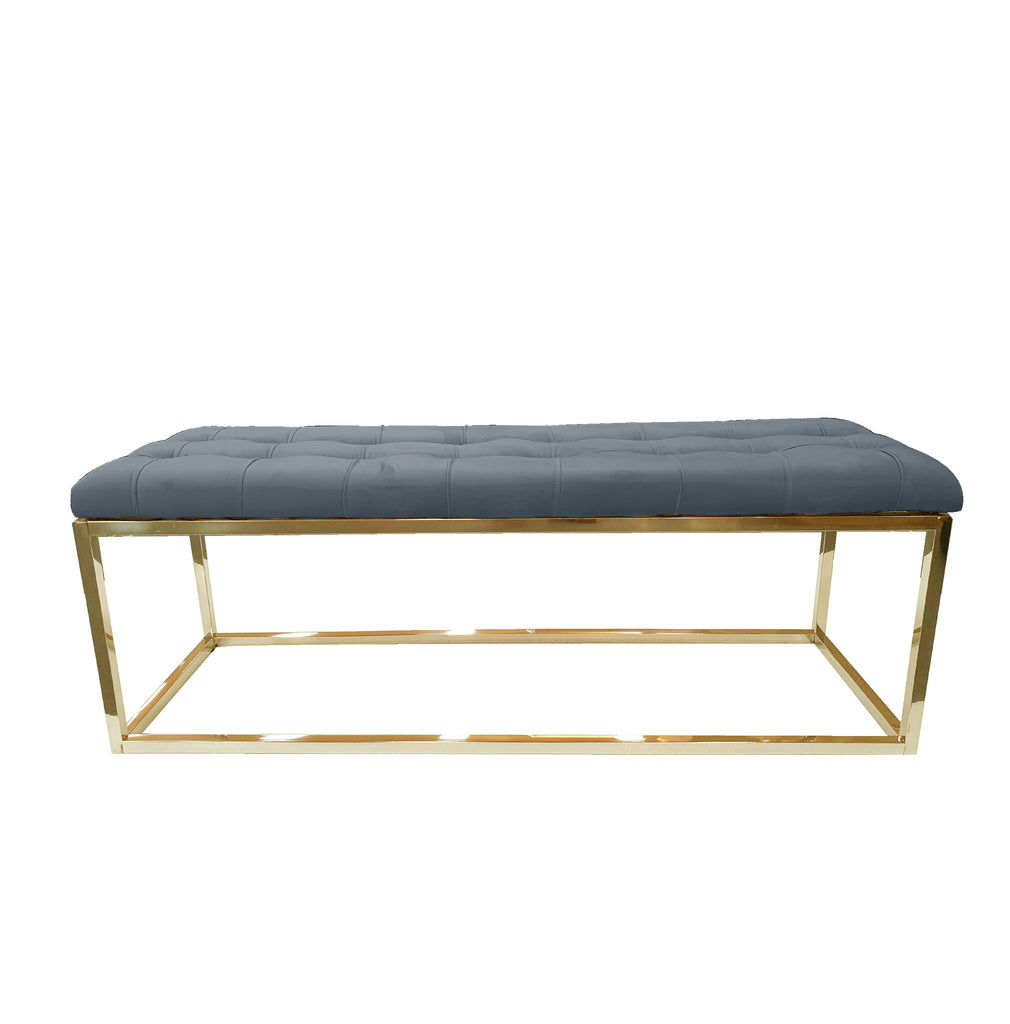 V292-OTT-HOLLY-GOLDBASE-GREYSEAT-73634-00 Holly Ottoman Gold Base - Dark Grey Seat - Image 1