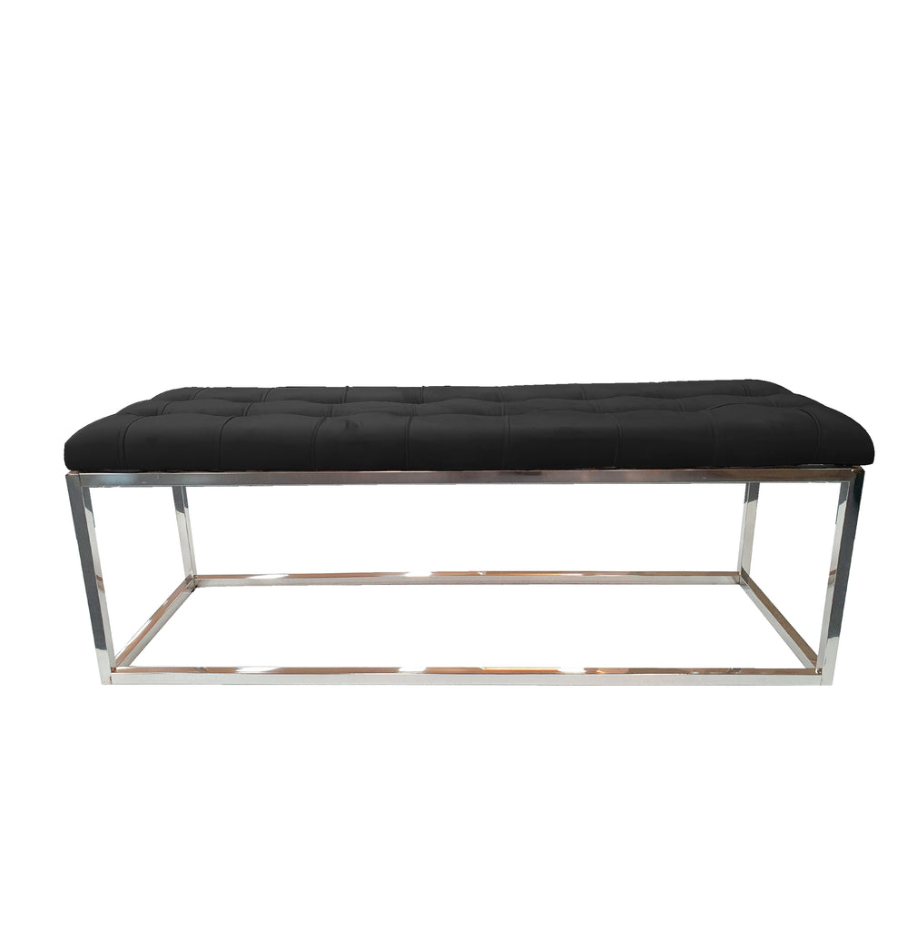 V292-OTT-HOLLY-SILVERBASE-BLACKSEAT-72222-00 Holly Ottoman Silver Base - Black Seat - Image 1