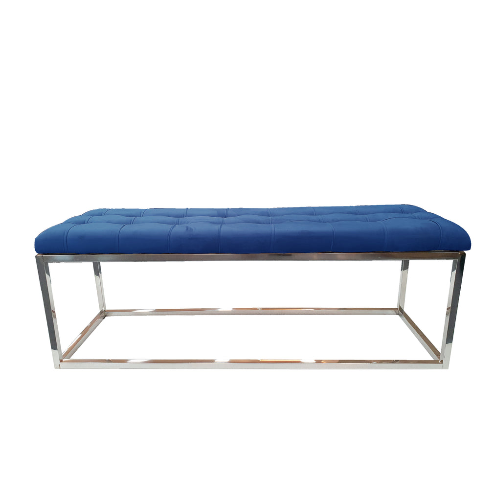 V292-OTT-HOLLY-SILVERBASE-NAVYBLUESEAT-73633-00 Holly Ottoman Silver Base - Blue Seat - Image 1