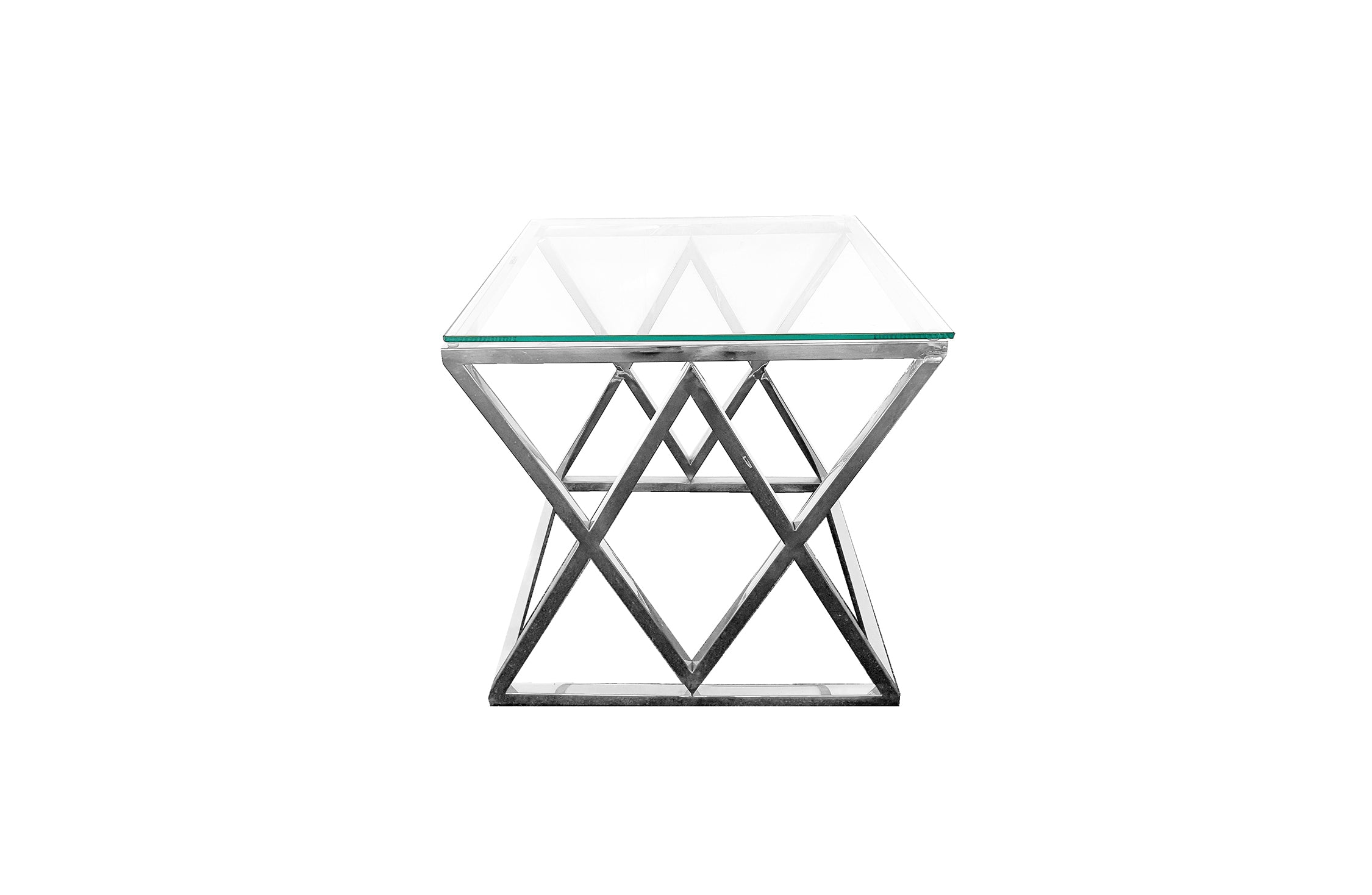 V292-SDT-ALS002-52065-00 Alsea Side Table Silver Base - Clear Glass - Image 1