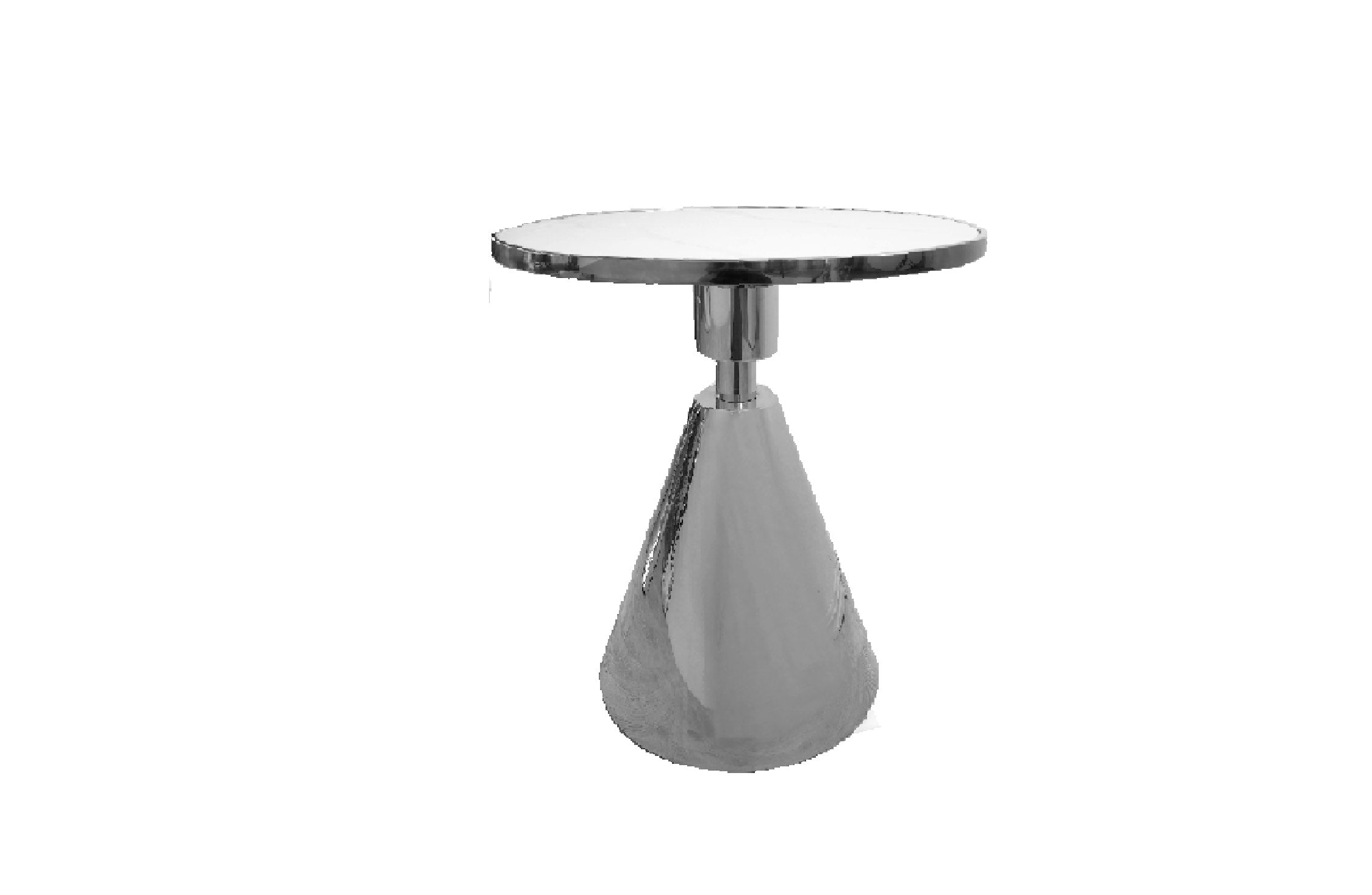 V292-ST-GLAM-BLACKBASE-156304-00 Glam Black 50cm Side Table - White Marble - Image 1