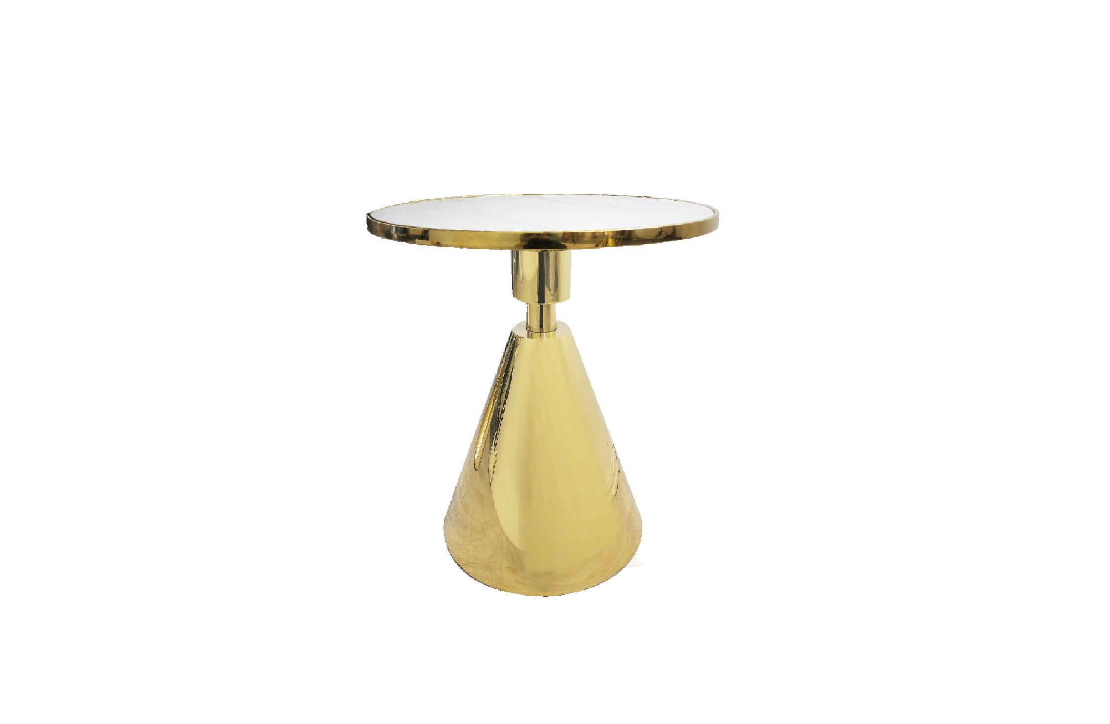 V292-ST-GLAM-GOLDBASE-156302-00 Glam Gold 50cm Side Table - White Marble - Image 1