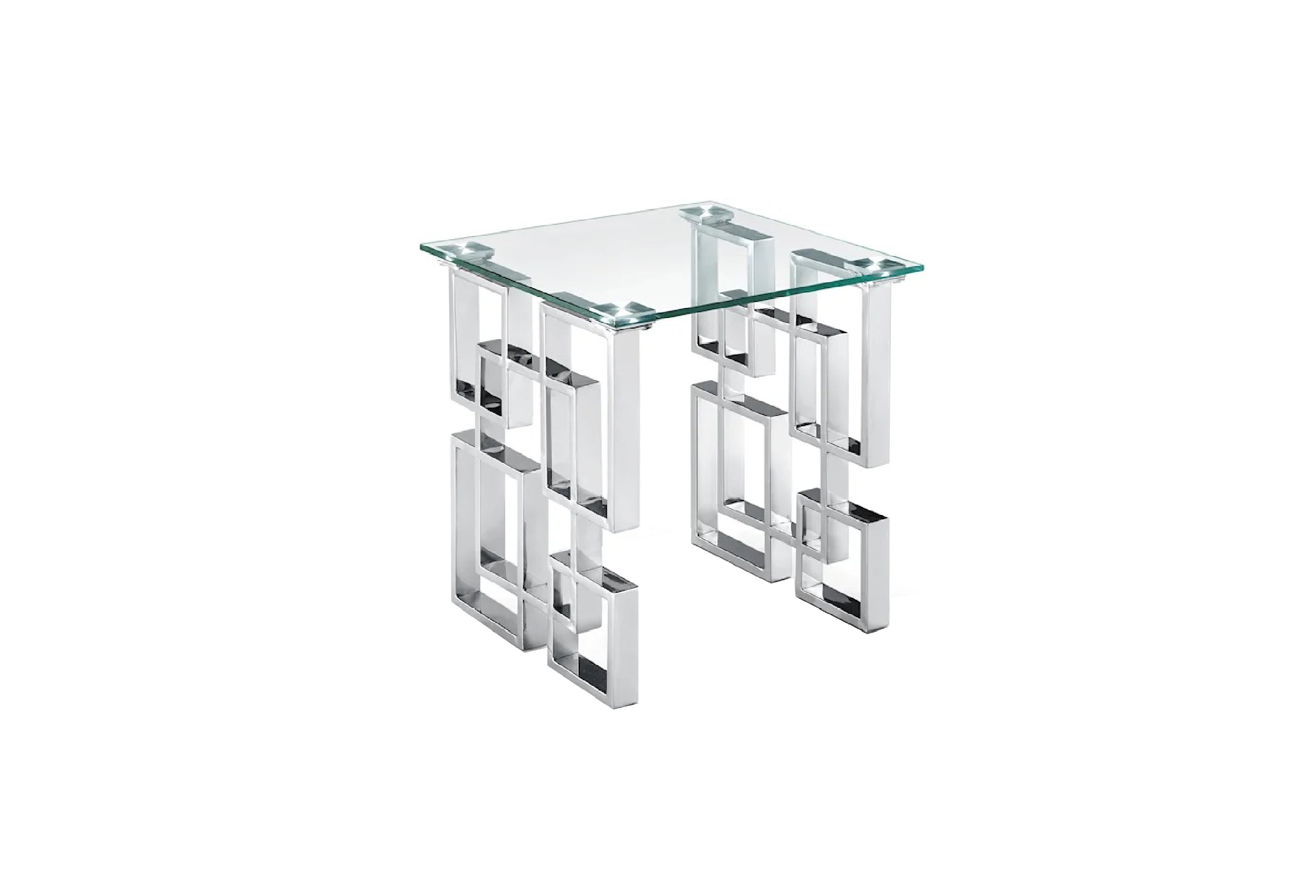 V292-ST-ROYALE-SILVER-CLEARTOP-87490-00 Royale Silver Side Table -Clear Glass - Image 1