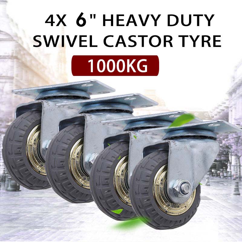 V324-4XBCW001-6IN-4x-00 4x 6" 150mm Heavy Duty Industrial Swivel Caster Wheels (2x swivel + 2x fixed ) Castor 1000KG Trolley - Image 1