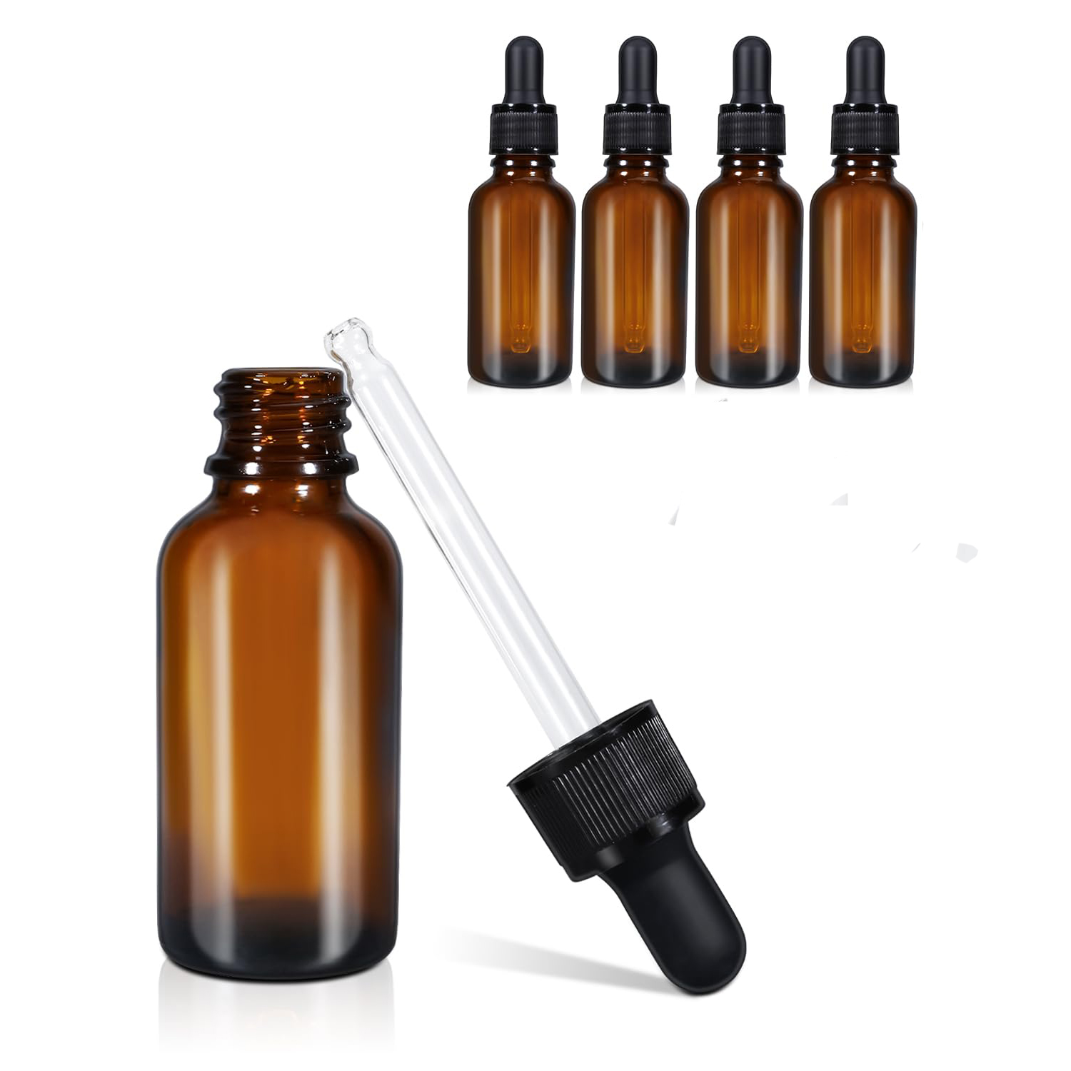 Version 1.0.0 10ml (5 Pack) Amber Glass Dropper Bottle Liquid Essential Oils Bottle Bottles Leakproof Glass Tincture Bottles - Image 1