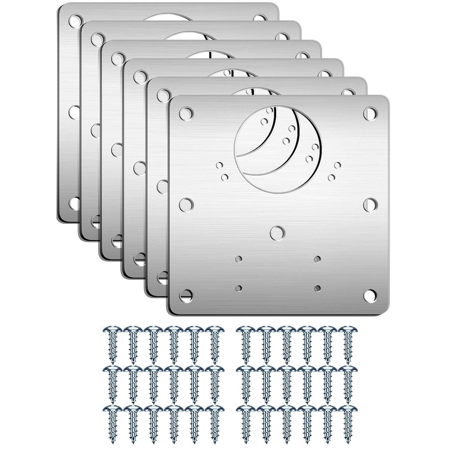 V324-6X-HINGEPLATE-130985-00 6 Pcs Kitchen Cupboard Door Cabinet Hinges Repair Plate Brackets Kit Fixing Screws - Image 1