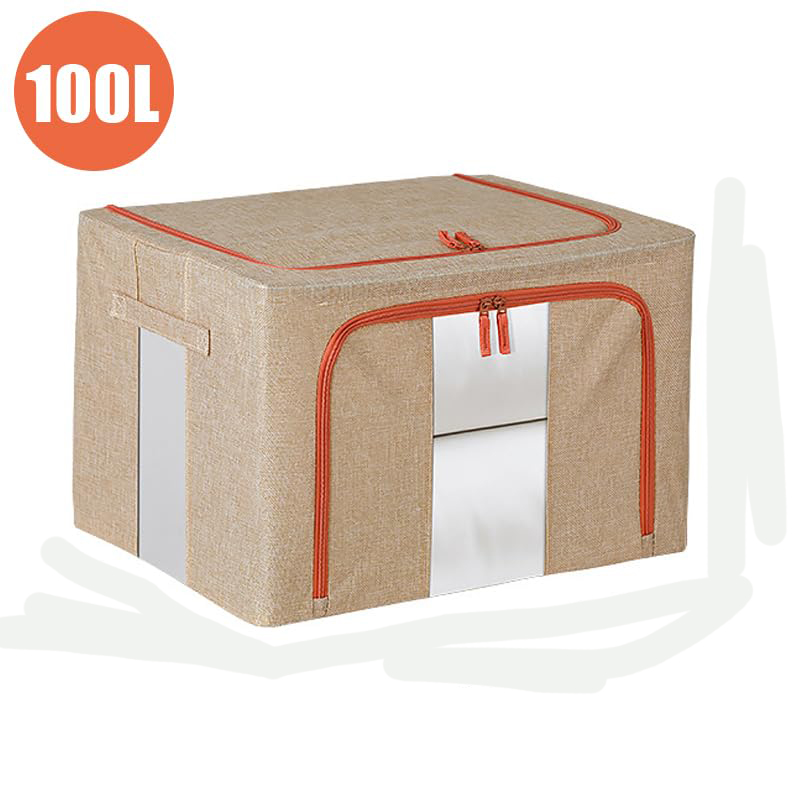 Version 1.0.0 100L Cloth Storage Box Closet Organizer Storage Bags Clothes Storage Bags Wardrobe Organizer Idea CREAM - Image 1