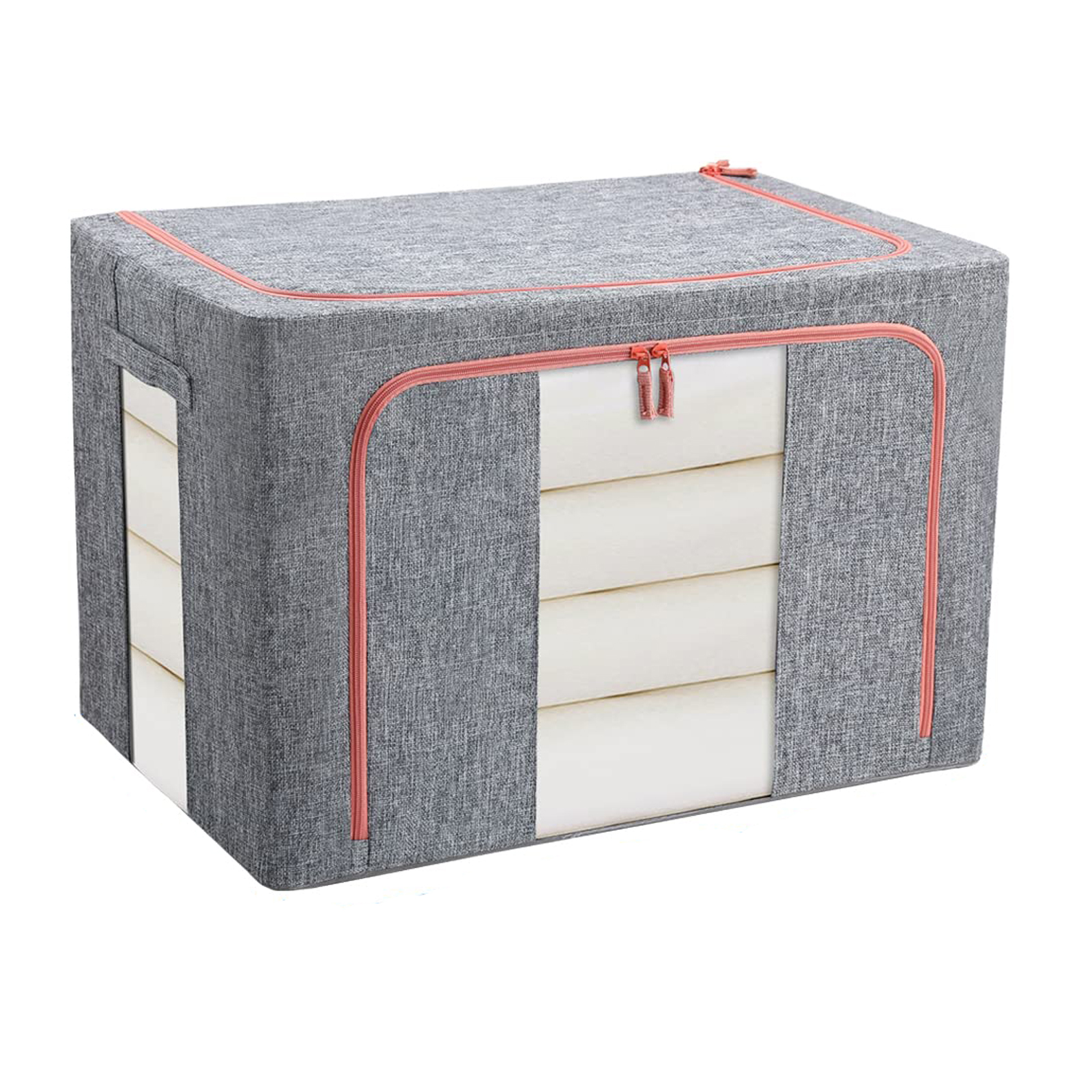 V324-CLOTHSTOR-GREY-100L-150559-00 100L Cloth Storage Box Closet Organizer Storage Bags Clothes Storage Bags Wardrobe Organizer Idea Grey - Image 1
