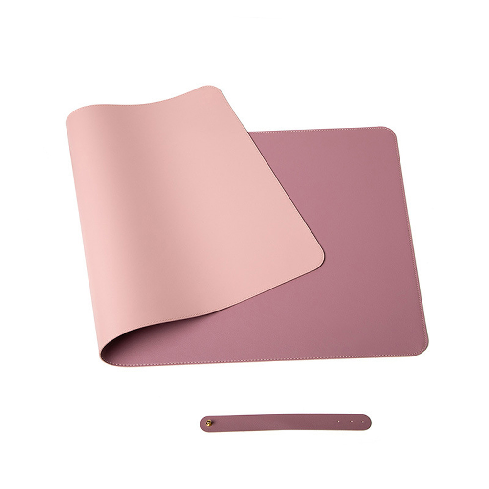 V324-COMMP-PINK9045-Computer-mouse-pad-pink-1-00 Pink 90cm*45cm Dual Side Office Desk Pad Waterproof PU Leather Computer Mouse Pad - Image 1