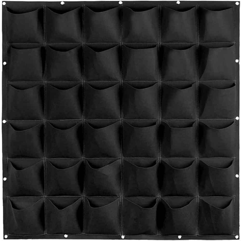 V324-CS-GD36POBK-36-pocket-wall-grow-bag-black-1-00 36 Pockets Wall Hanging Planter Planting Grow Bag Vertical Garden Vegetable Flower Black - Image 1