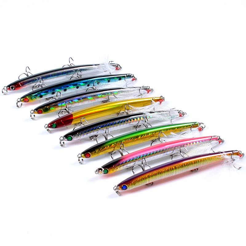V324-PL027-PL027-1-00 8x Popper Minnow 11.7cm Fishing Lure Lures Surface Tackle Fresh Saltwater - Image 1