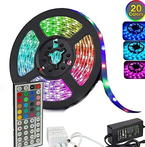 V324-SF-LEDS-LED-STRIP-1-00 5050 RGB LED Strip Lights Waterproof SMD 300 IP65 5m 12V 44key IR Controller - Image 1