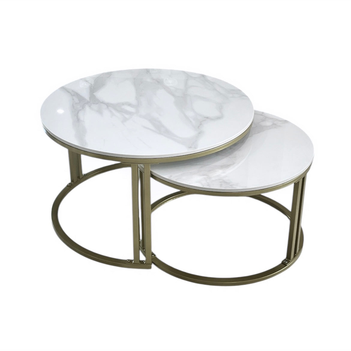 V355-IA-CT18-MG-211304-00 Interior Ave - Premier Nested Coffee Table Set - White Marble Stone - Image 1