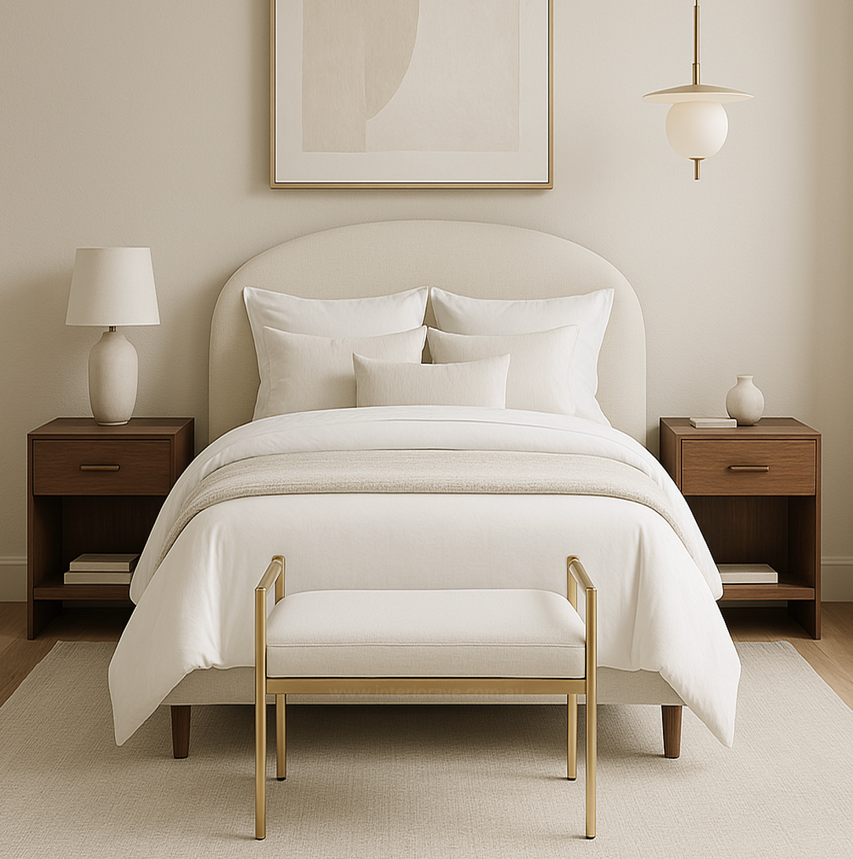 V355-IA-O8-W-202504291712-00 Interior Ave - Cuba Velvet Vanity Stool - White - Image 1