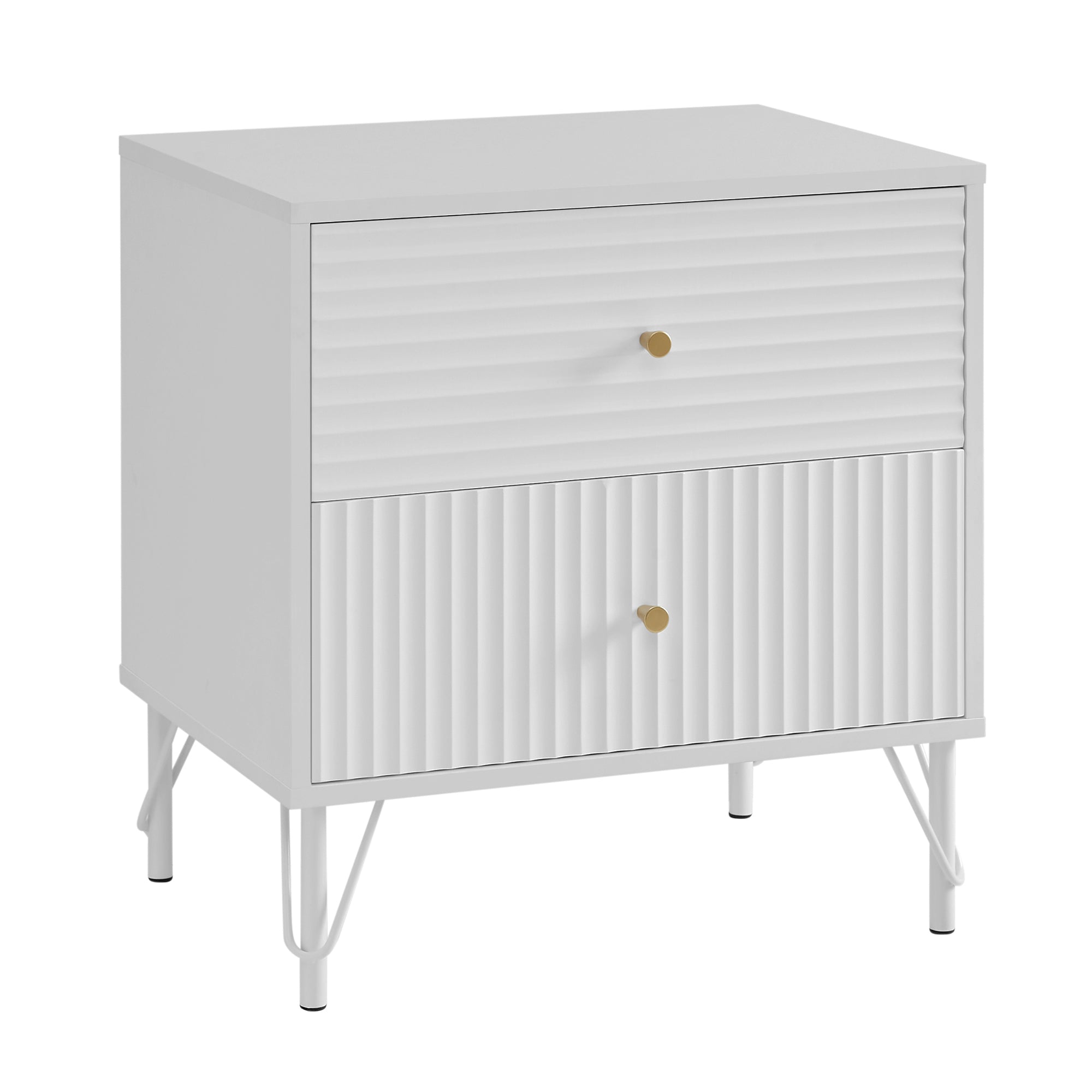 V369-601075-WHITE-159120-00 Lisa Wavy Fluted Bedside Table in White - Image 1