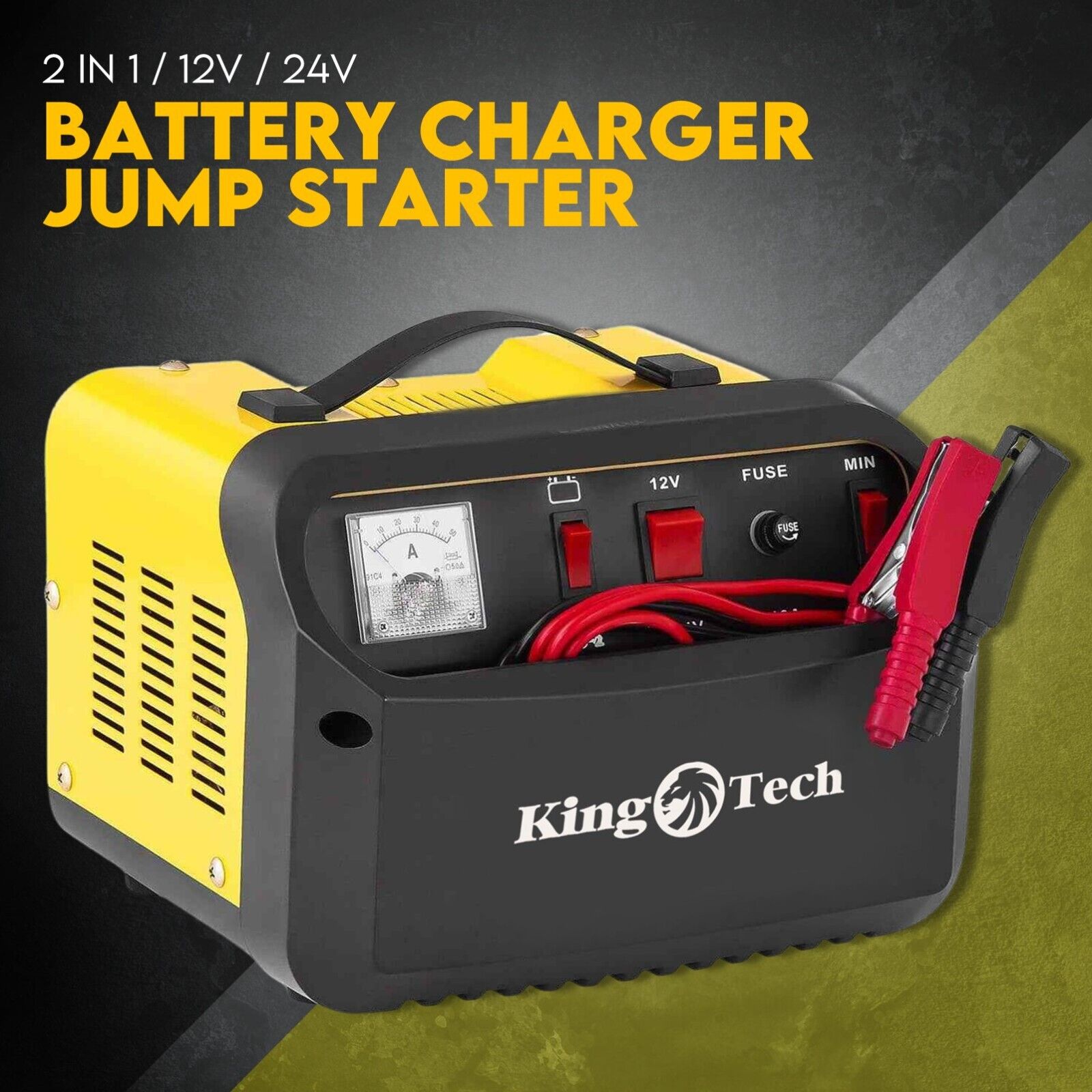 V379-CHRGERDX255001-66251-01 2IN1 Car Battery Charger Jump Starter 12V 24V 40A ATV Boat Tractor - Image 1