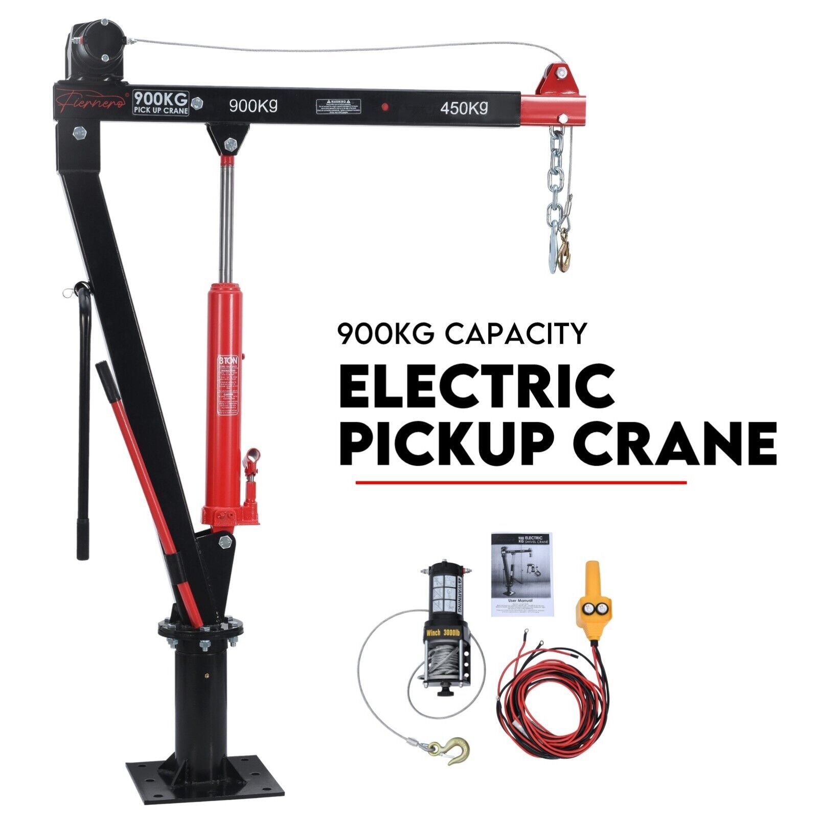 V379-ESWIVLCRANE001-95263-00 900kg Swivel Hydraulic Crane Hoist 12V Electric Jack - Image 1