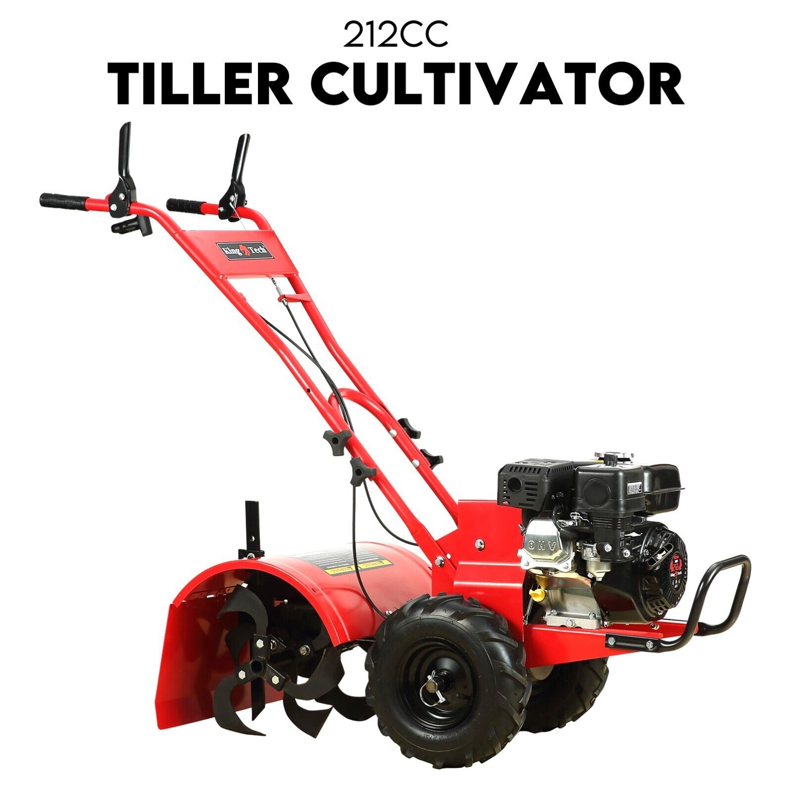 V379-TILLRCTR007001-185843-00 212CC Tiller Cultivator 4 Blades Rotating Tines Power Rotary Hoe Handheld - Image 1