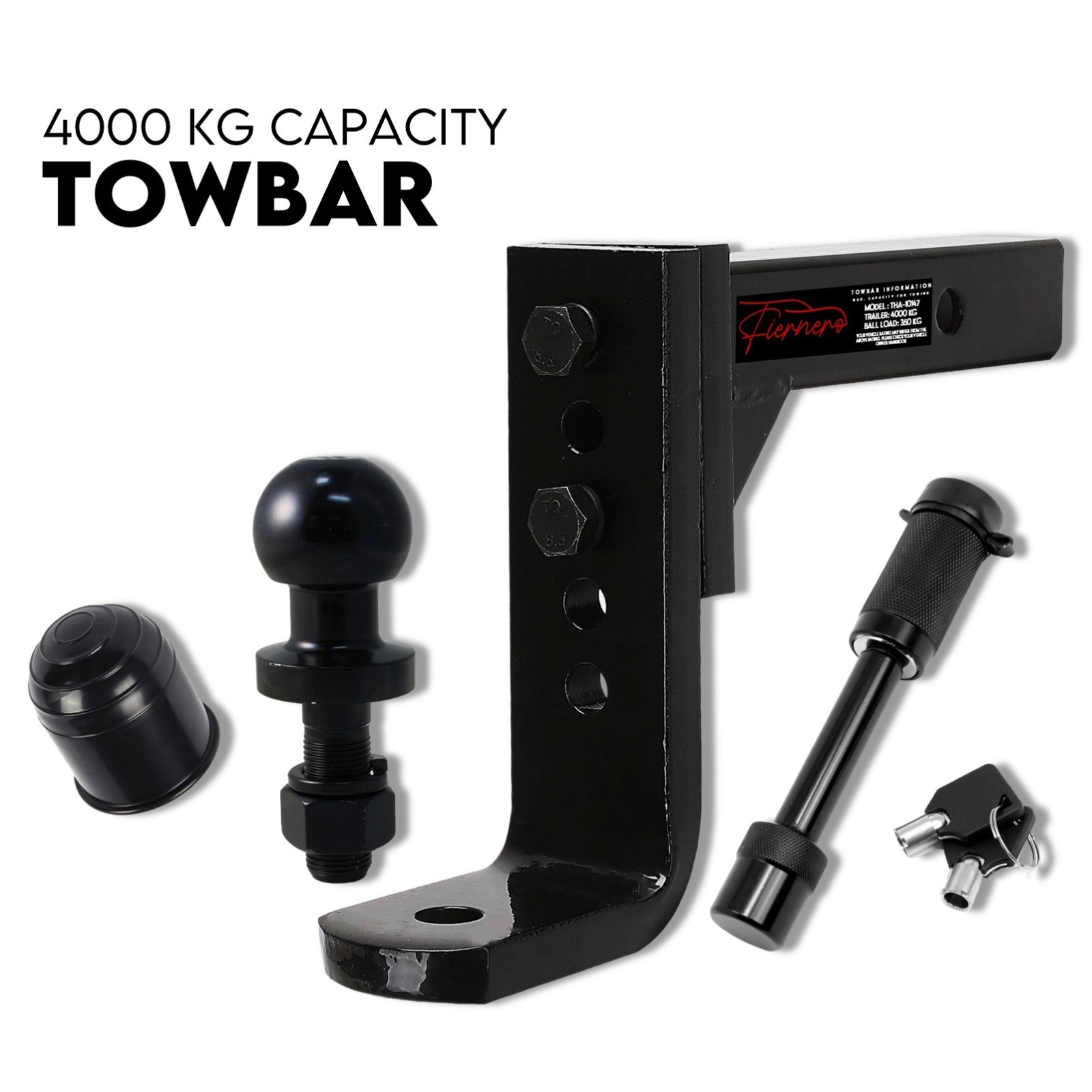 V379-TOW5HOLBLK4005-202507021132-00 Adjustable Tow Bar Hitch Black Towbar Ball - Image 1