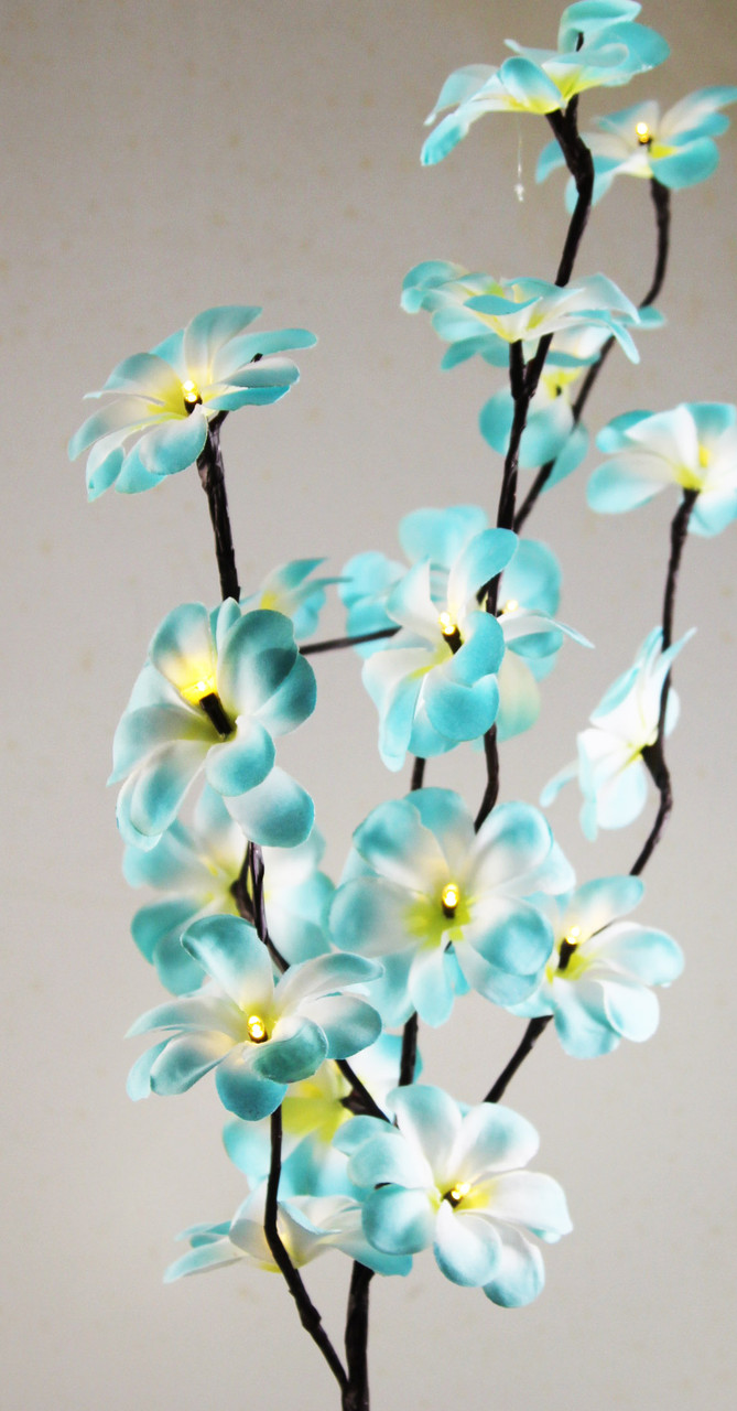 V382-BLUFRANGISTEMBATT-68310-00 1 Set of 50cm H 20 LED Blue Frangipani Tree Branch Stem Fairy Light Wedding Event Party Function Table Vase Centrepiece Tropical Decoration - Image 1
