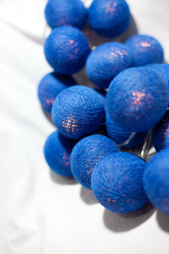 V382-DARKBLUEBALLBATT20-202504030815-00 20 Ball Dark Blue 3m String Light Battery Box 5cm Cotton Ball Christmas Birthday Boy Special Occasion Decoration - Image 1