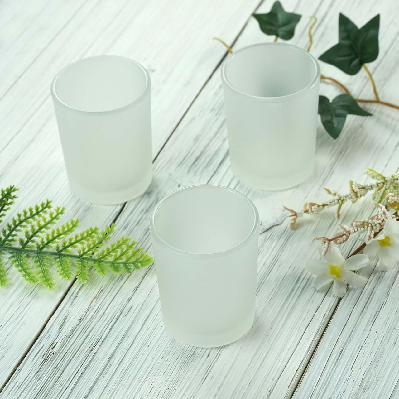 V382-FHX40-202503072231-00 40 Pack Frosted White Glass Votive Candle Holders for Candle Making Kit Tealight Candles Cup Home Decoration - Image 1