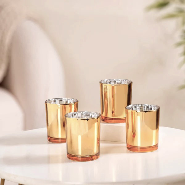 V382-GOLDS40-202503121005-00 40 Pack Gold Votive Tealight Candle Holders Valentines Day Mercury Wedding Decor Glass Candlestick Party Decorations Bridal Baby Shower Event - Image 1
