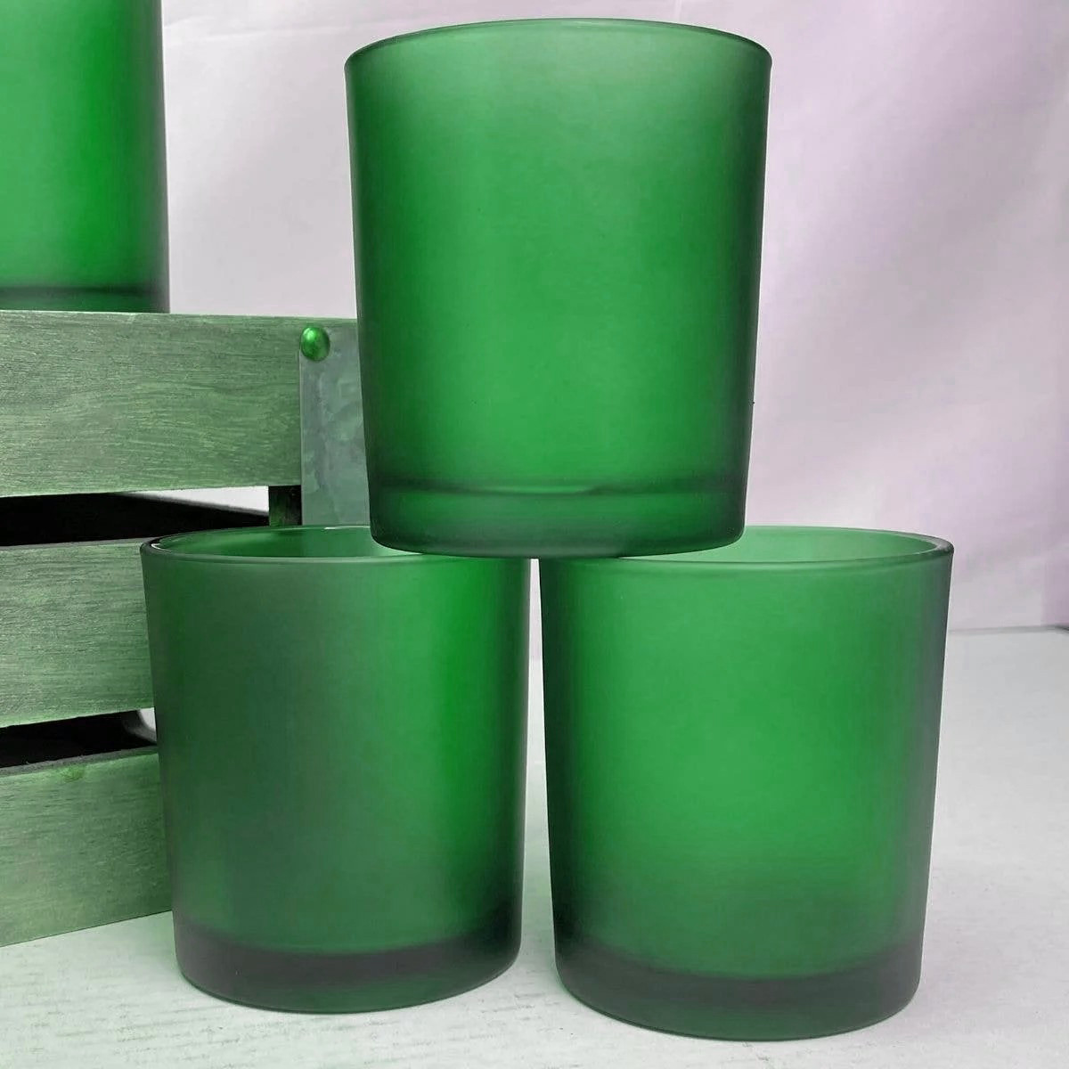 V382-GREENFHX10-202503072226-00 10 Pack Green Frosted Glass Votive Candle Holders Table Centreoieces Xmas Wedding Anniversary Event Recption Party Function or Home Decor - Image 1