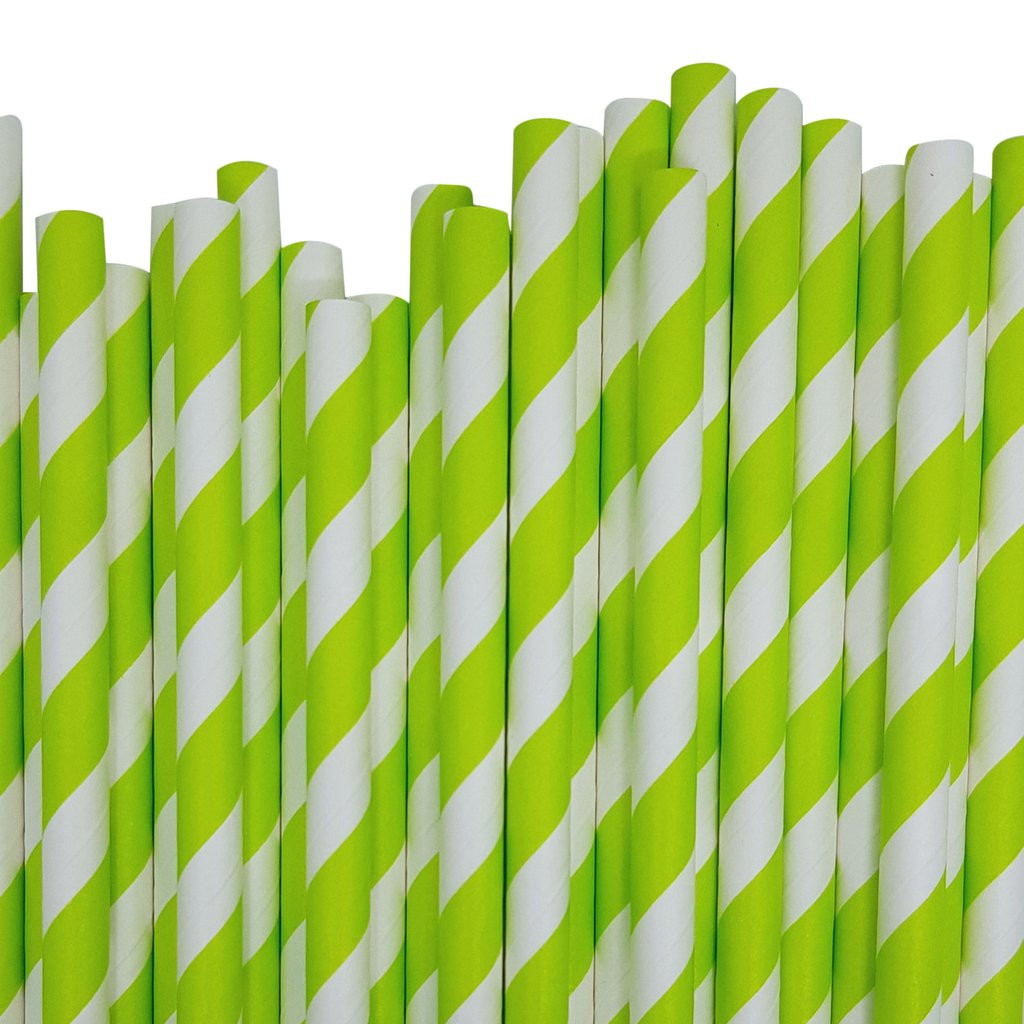 V382-GREENSTRAW1000-144485-00 1000 Bulk Wholesale Pack Green White Drinking Straws Biodegradable Eco Paper Birthday Party Event Bistro Bar Cafe Take Away - Image 1