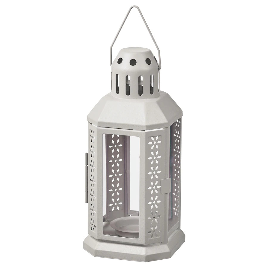 V382-LGREYLANTERN5-144438-00 5 Pack of Grey Metal Miners Lantern Summer Wedding Home Party Room Balconey Deck Decoration 21cm Tealight Candle - Image 1