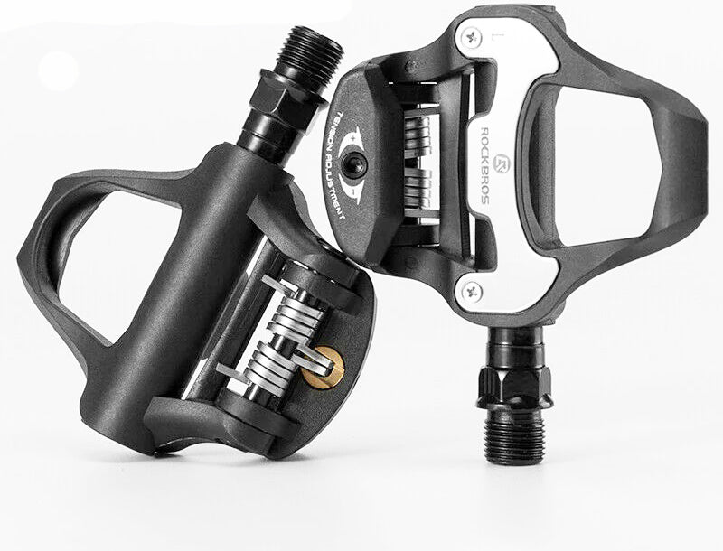 V382-LOOKKEOPEDALSCLIPIN-73087-00 Self Lock Clip In Bike Pedals LOOK KEO Cleat MTB Road 700C Hybrid BMX - Rockbros Black - Image 1