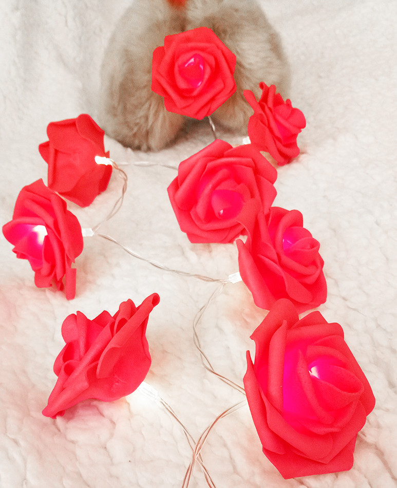 V382-REDROSEBATT20-202504091039-00 Red Rose battery string fairy light - party night light wedding decoration - Image 1