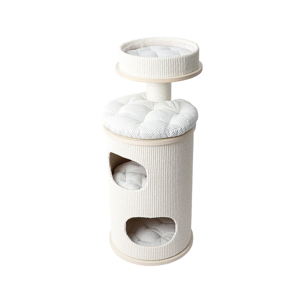 V390-182530-202507030910-00 HONEYPOTCAT PURRING Multi-Level Sisal Barrel Cat Tower - 95cm - Image 1