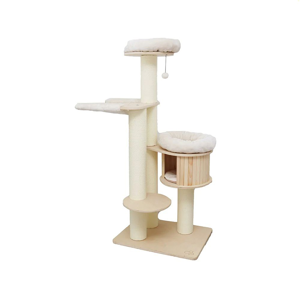 V390-C2501-69670-00 CATIO VINTAGE Solid Wood Cat Climbing Tree Post Scratcher 176cm - Image 1