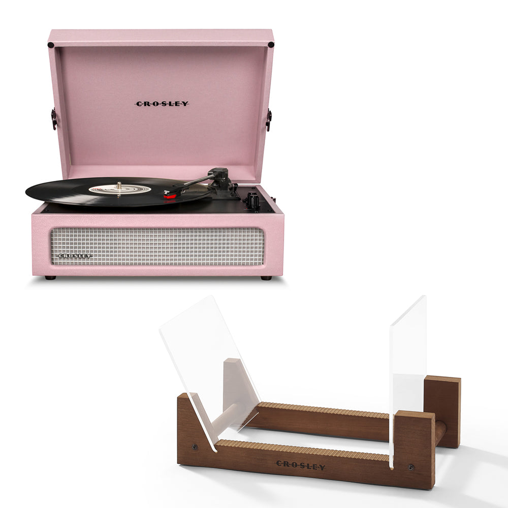 V398-CR8017BSS-AM4-202504301655-00 Crosley Voyager Bluetooth Portable Turntable - Amethyst + Bundled Crosley Record Storage Display Stand - Image 1