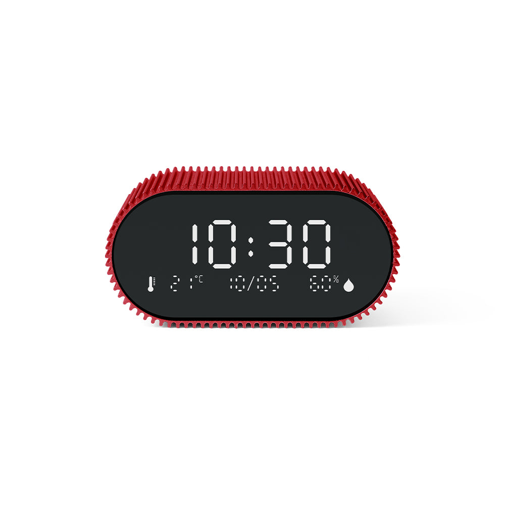 V398-LD-LR155SR3-202503031305-00 Lexon Ray Clock Lcd Alarm Clock With Temperature / Humidity Display - Red - Image 1