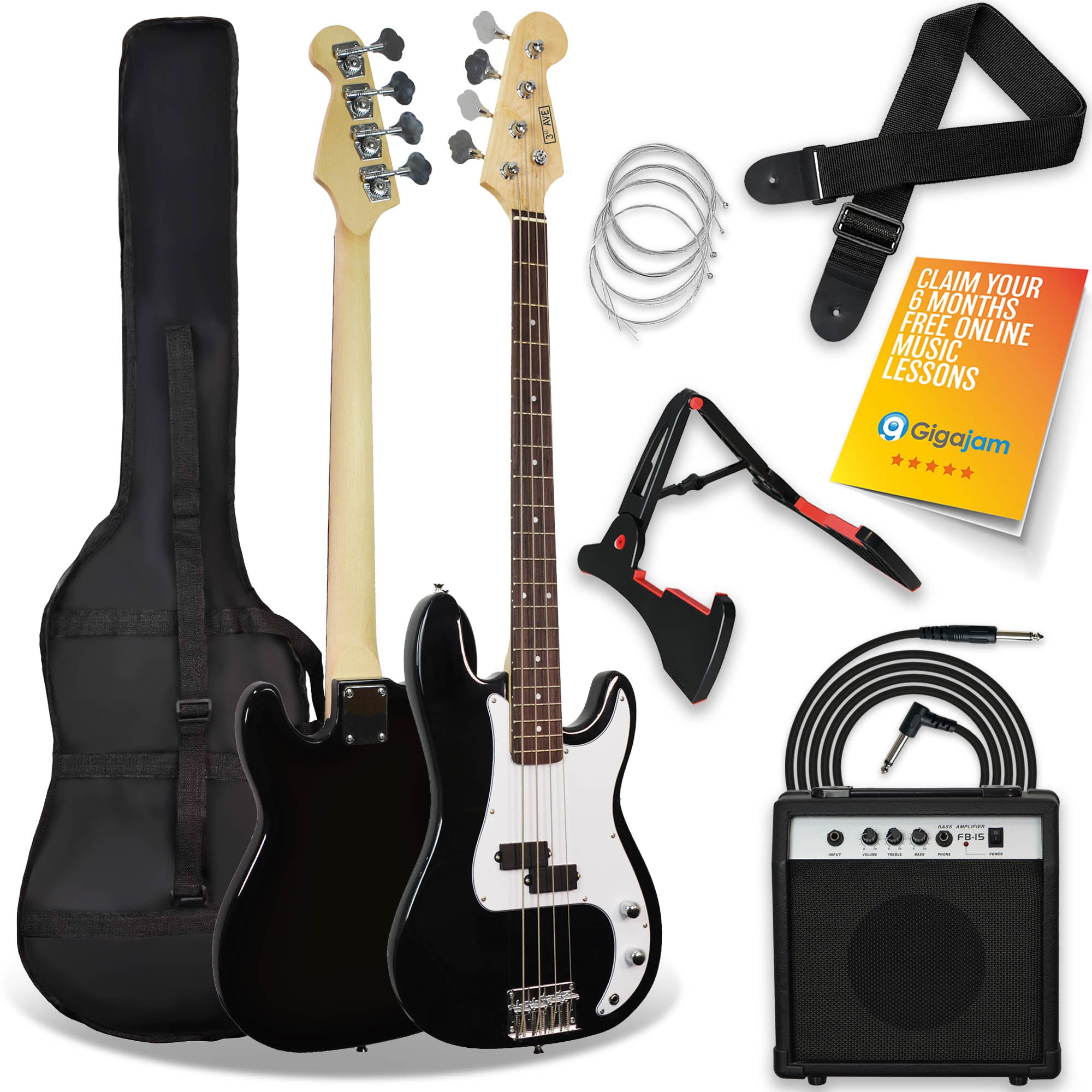 V398-NM-XF204ABKPK-202504101335-00 3rd Avenue Bass Guitar Pack - Image 1