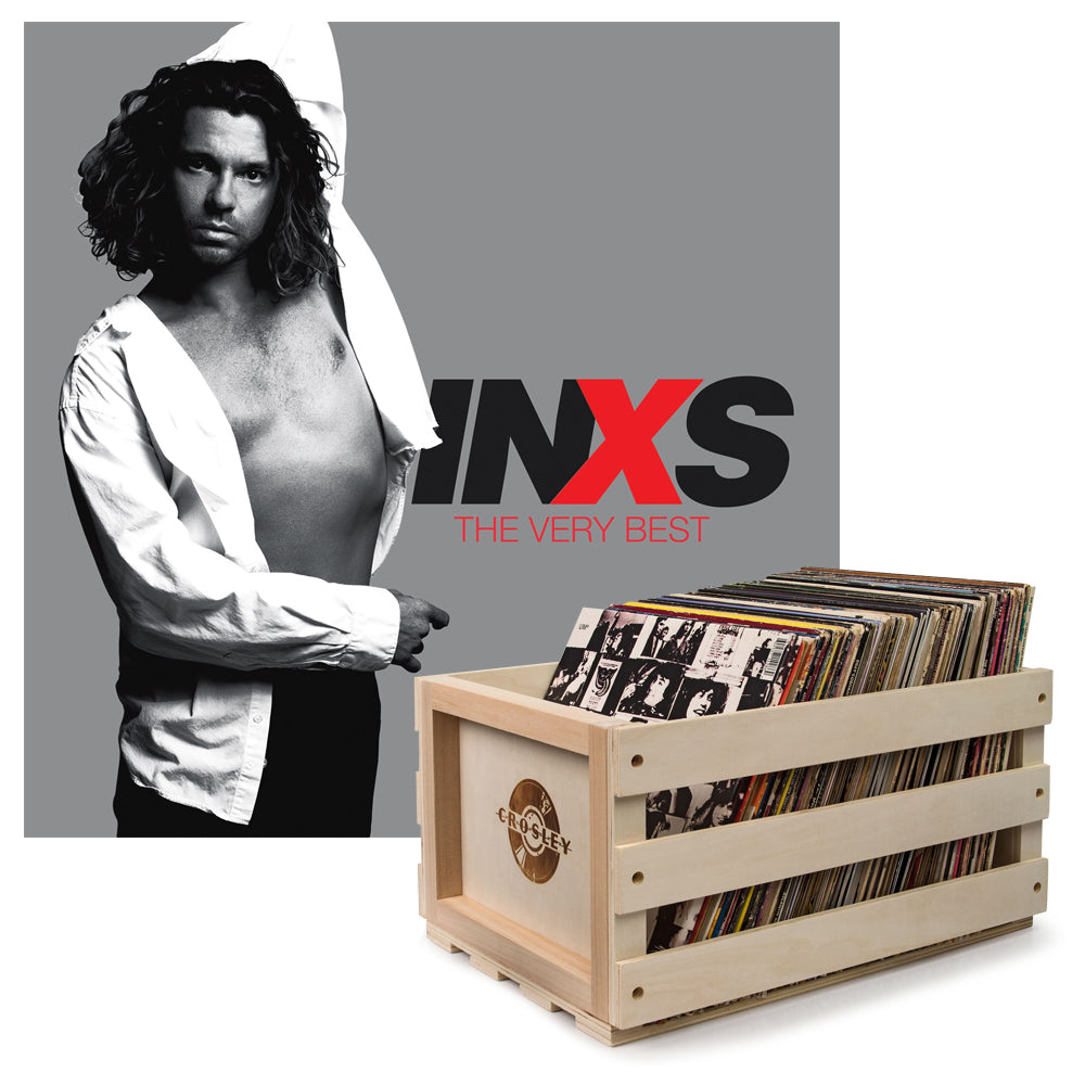 V398-UM-5788706-B-202503041724-00 Crosley Record Storage Crate & Inxs The Very Best - Double Vinyl Album Bundle - Image 1