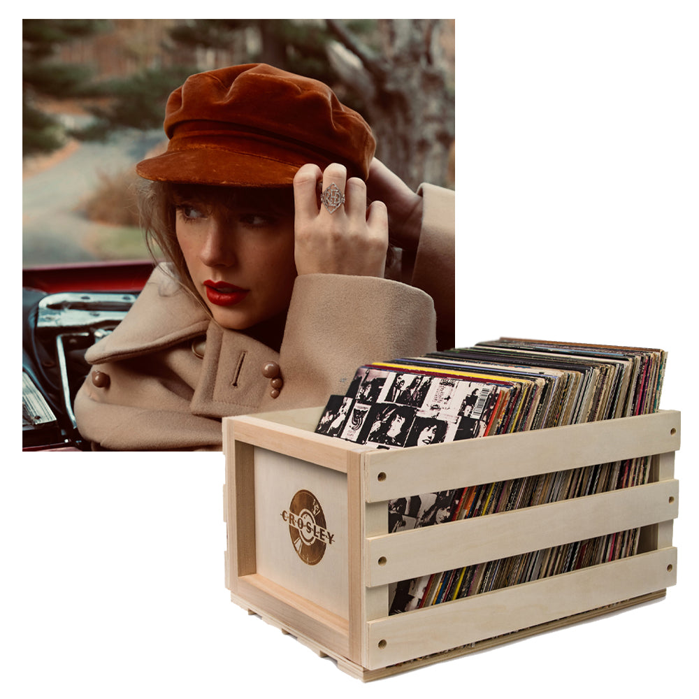 V398-UM-B003442201-B-202503281935-00 Crosley Record Storage Crate & Taylor Swifts Version Red Vinyl Album Bundle - Image 1