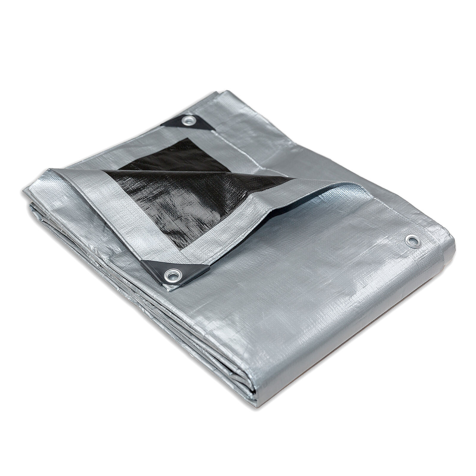 V406-TS2024-158619-00 Heavy Duty Silver Black Tarp Tarpaulin 6.1x7.3m - Image 1