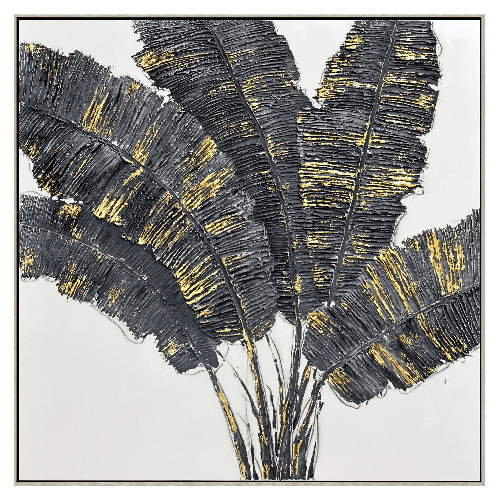 V411-SOK-HMTWF-14022W-90159-00 100X100cm Noir Luminescence Light Wood Framed Hand Painted Canvas Wall Art - Image 1