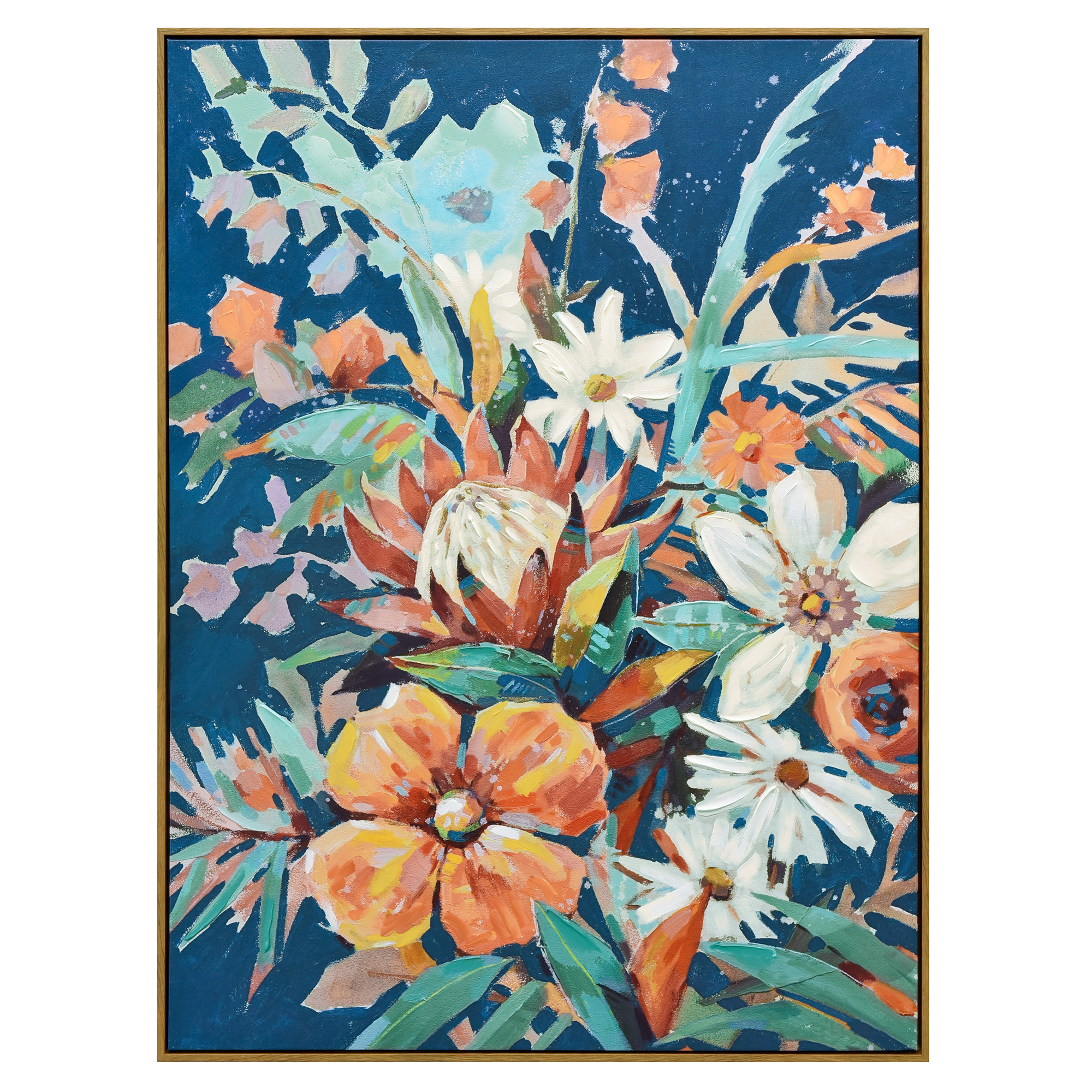 V411-SOK-HMTWF-14366D-90157-00 90X120cm Austral Flora Dark Wood Framed Canvas Wall Art - Image 1