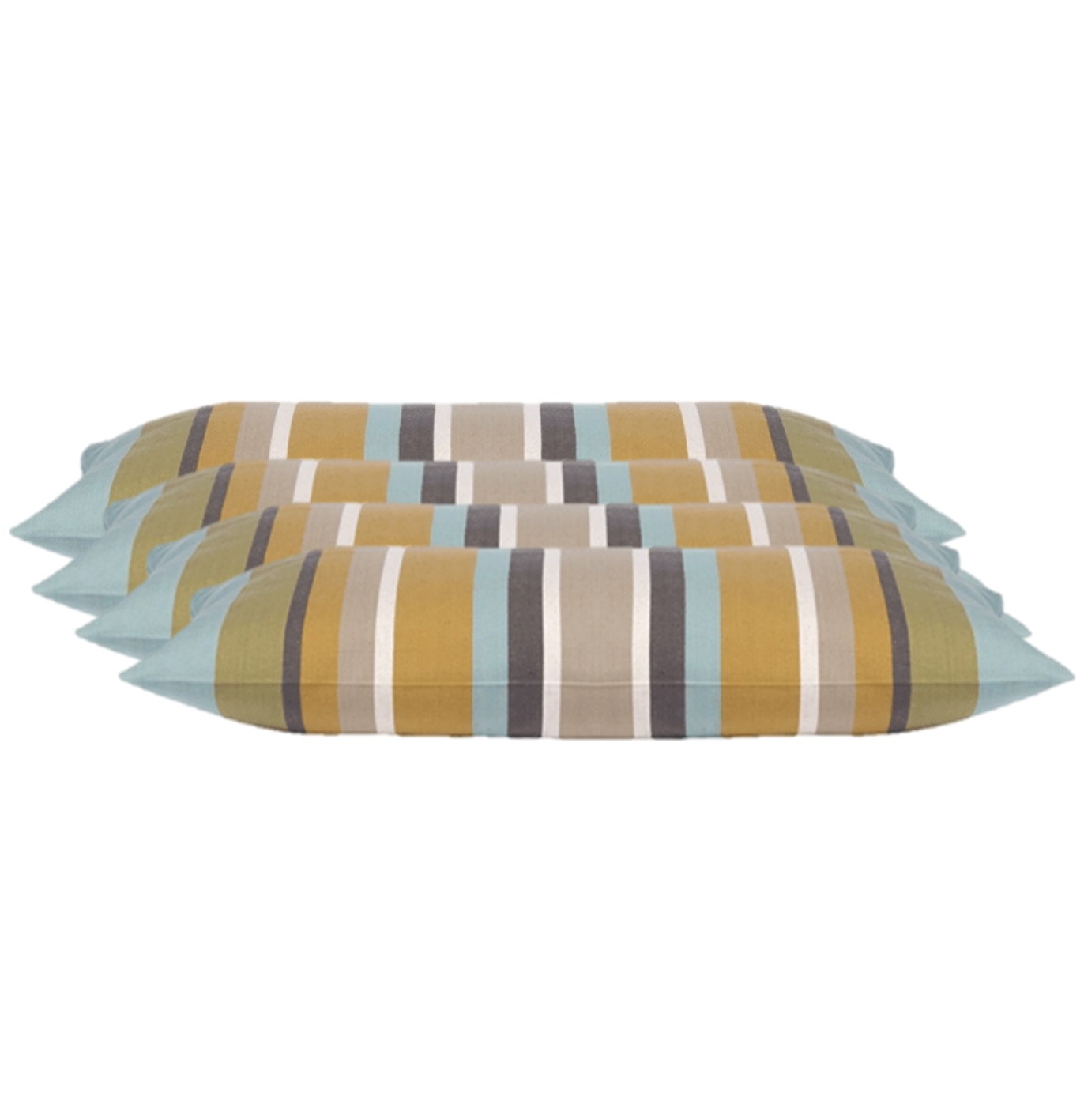 V416-437152P10PK4-142241-00 Pack of 4 Corban Aqua Rectangle 35x70cm Striped Multicoloured Cushion Cover Nautical - Image 1