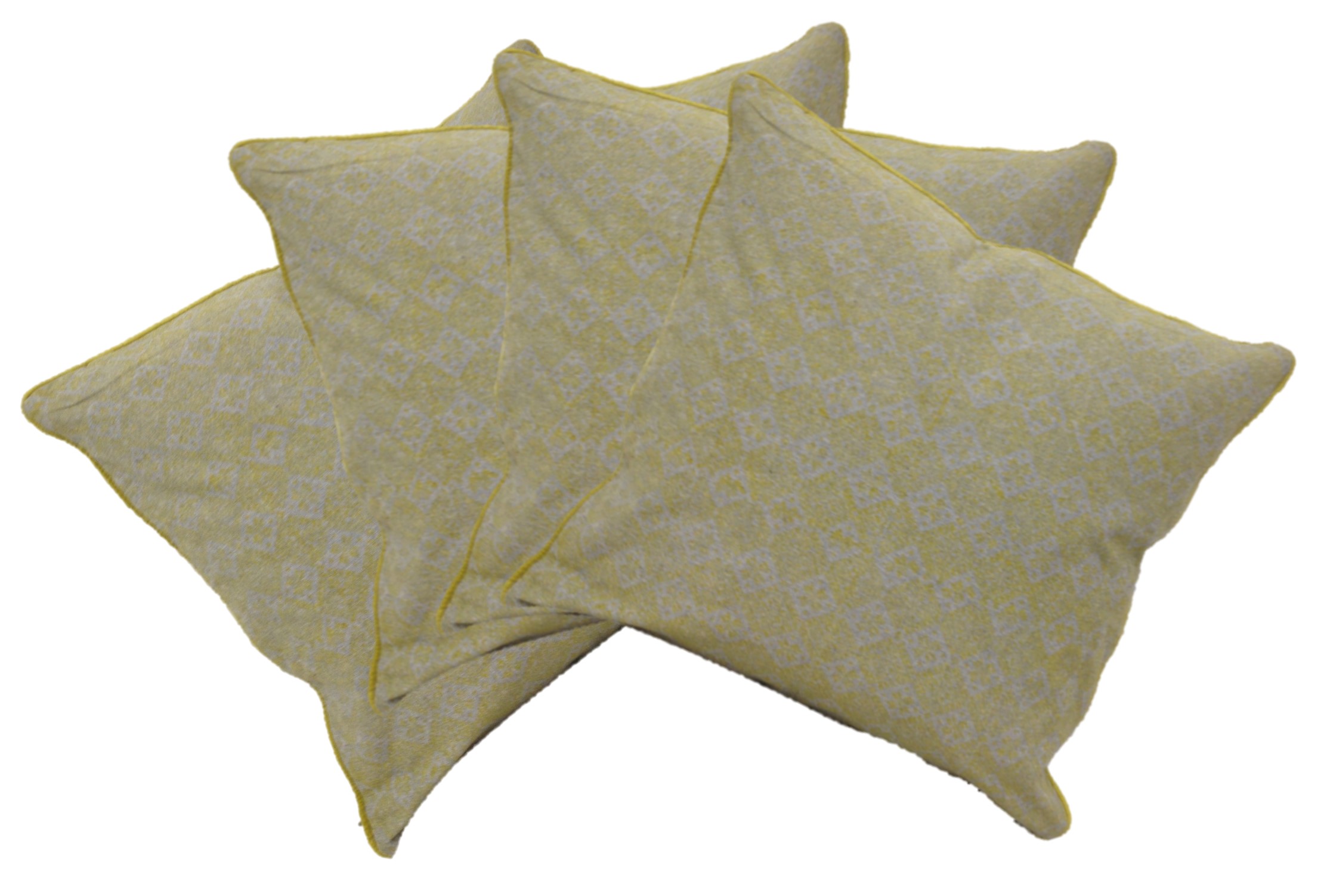 V416-444164C20PK4-142247-00 Pack of 4 Azuk Mustard Yellow & Grey 50cm x 50cm Cushion Covers - Image 1