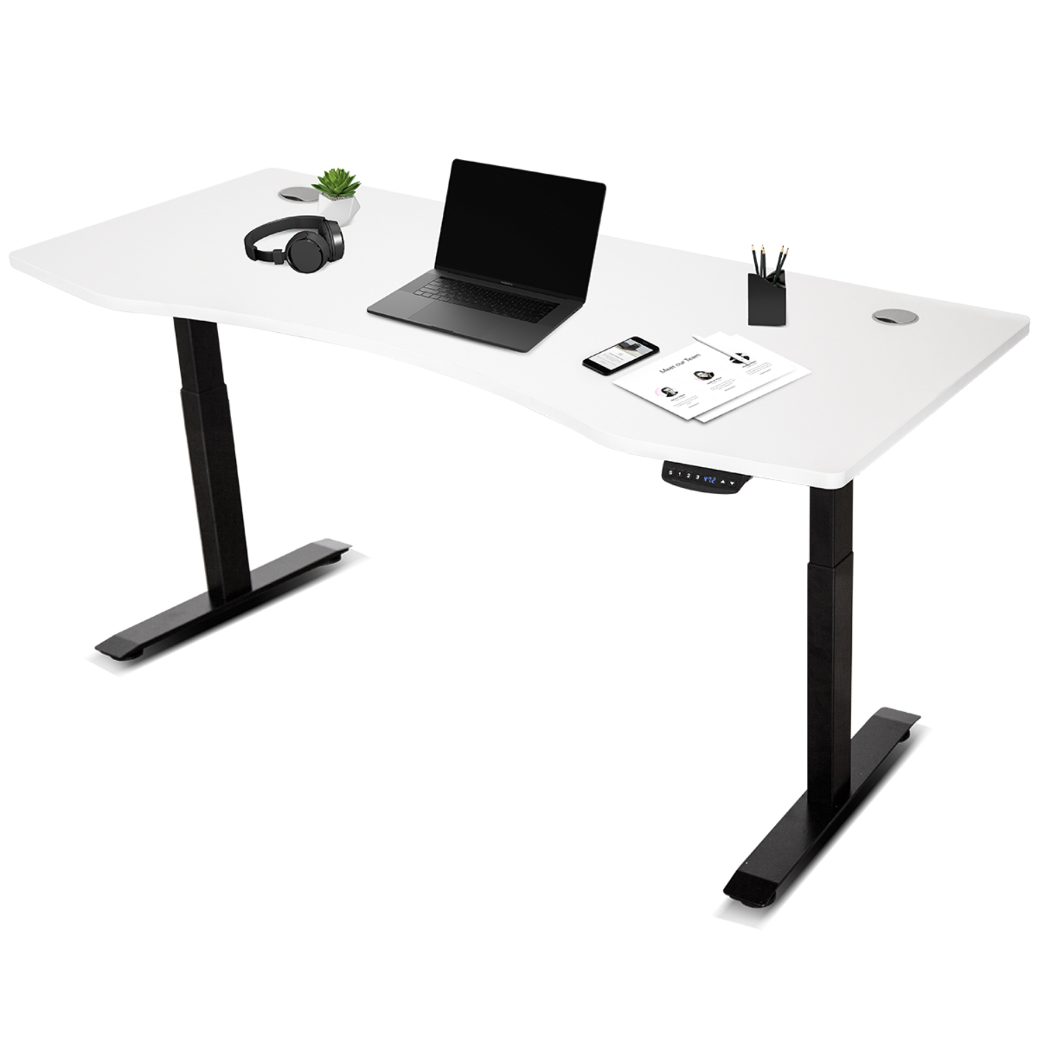 V420-LFDK-EDKWB-180-86930-00 Lifespan Fitness ErgoDesk AUTO Series Automatic Standing Desk 180cm in White & Black - Image 1