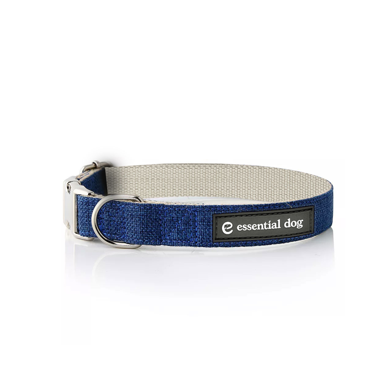 V422-HC-B-XS-97756-02 Natural Hemp & Cotton Dog Collar (Ink Blue) - Image 1
