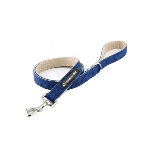 V422-HL-B-M-97742-01 Natural Hemp & Cotton Dog Lead Leash (Ink Blue) - Image 1