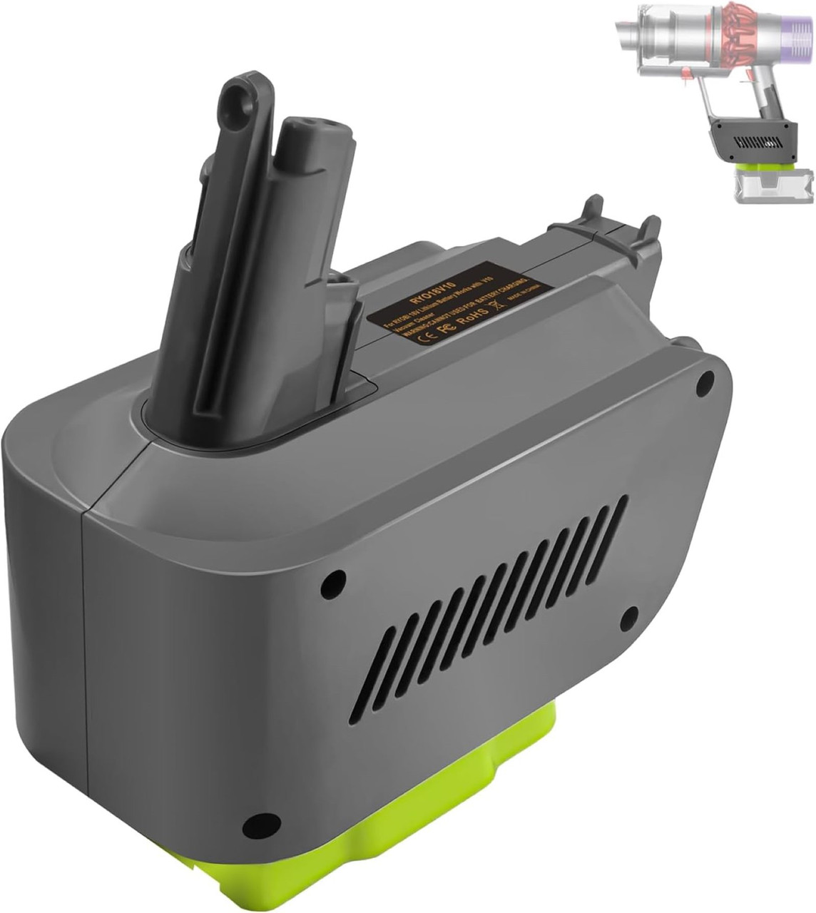 V424-CON-V10RY-190996-00 Hygieia Ryobi Converter - Ryobi ONE+ 18V To Dyson V10 Battery Converter / Adapter - Image 1