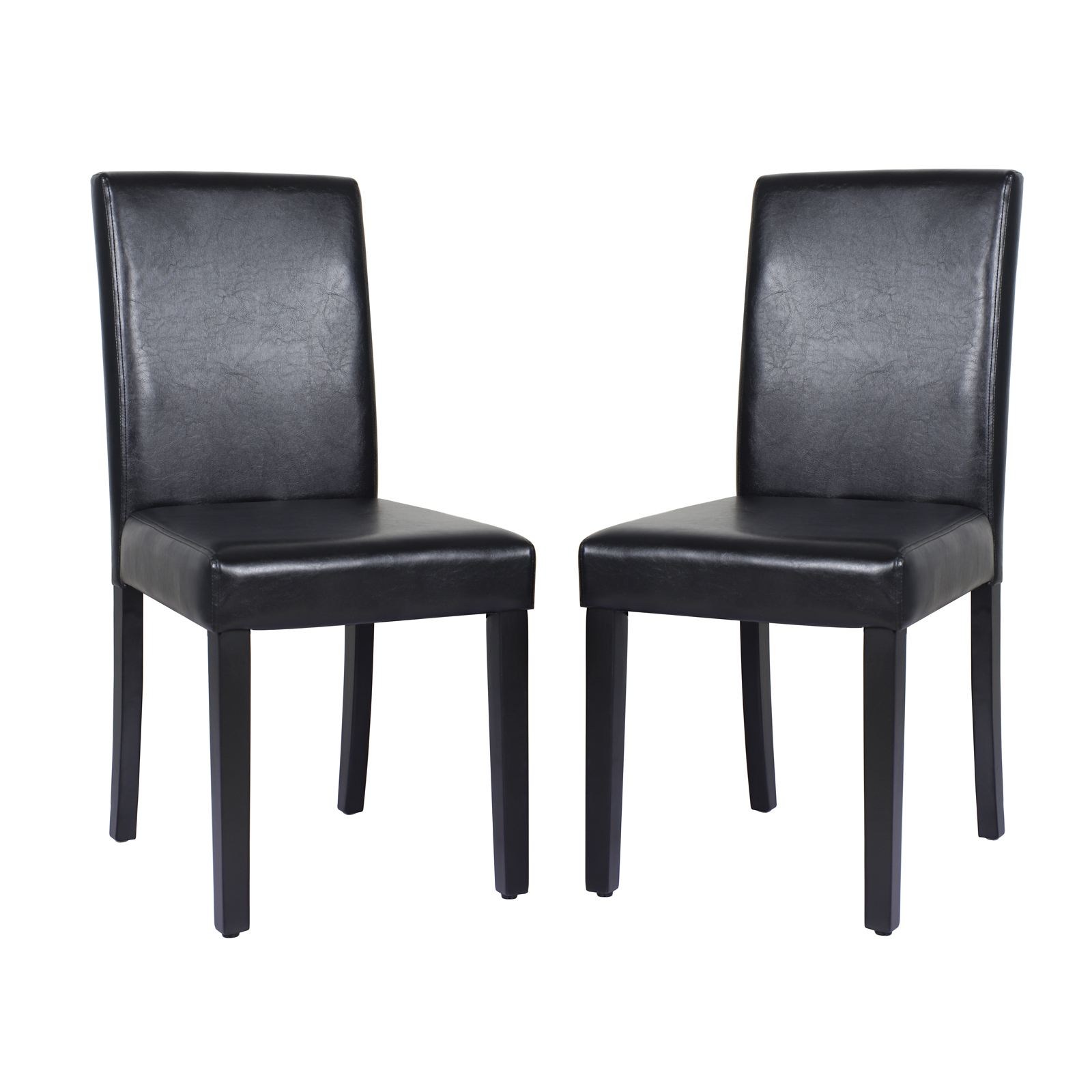 V43-DC-MON-BLN-81832-00 2x Wooden Frame Black Leatherette Dining Chairs with Solid Pine Legs - Image 1