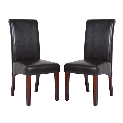 V43-DC-SWI-BLN-81830-00 2x Wooden Frame Black Leatherette Dining Chairs with Solid Pine Legs - Image 1
